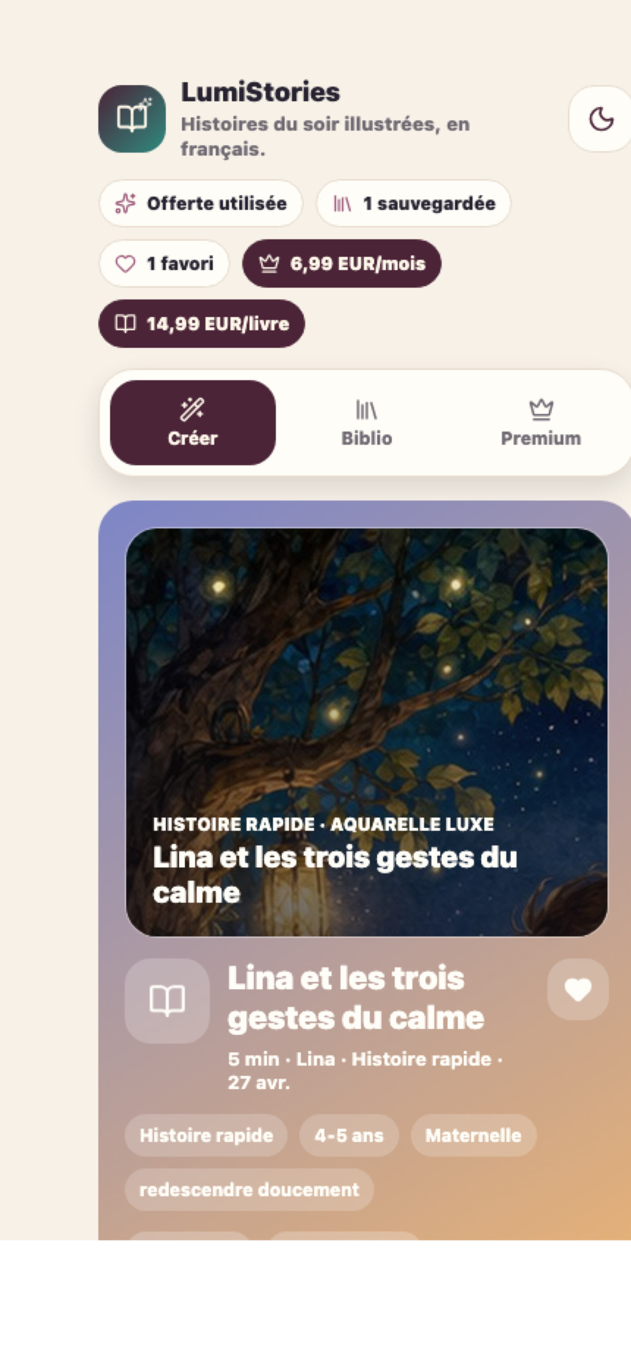 Aperçu d'une histoire Plumea — Le petit renard qui voulait un câlin